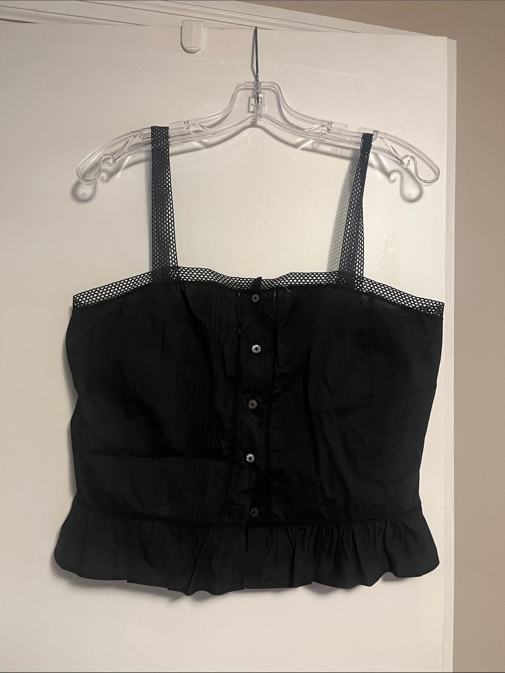 Alex Mill Black Ruffle-Hem Button Front Tank